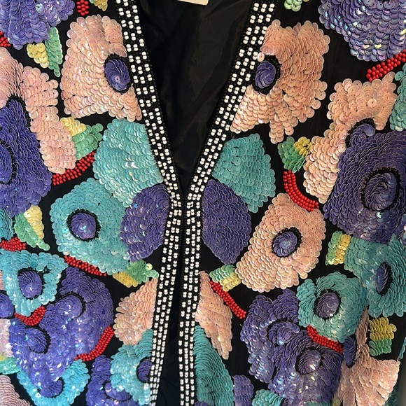 Vintage hand made Sequin and beaded jacket blazer size Large NWT - Picture 2 of 9